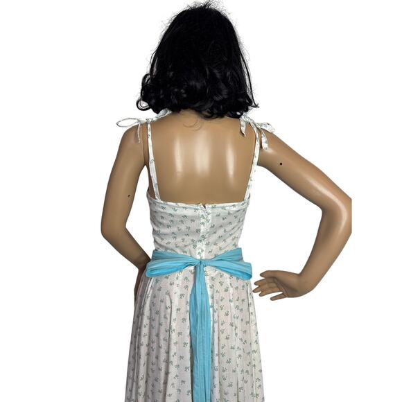 Vintage 60's spring meadow dress in white & blue froral circular XS - Picture 7 of 14